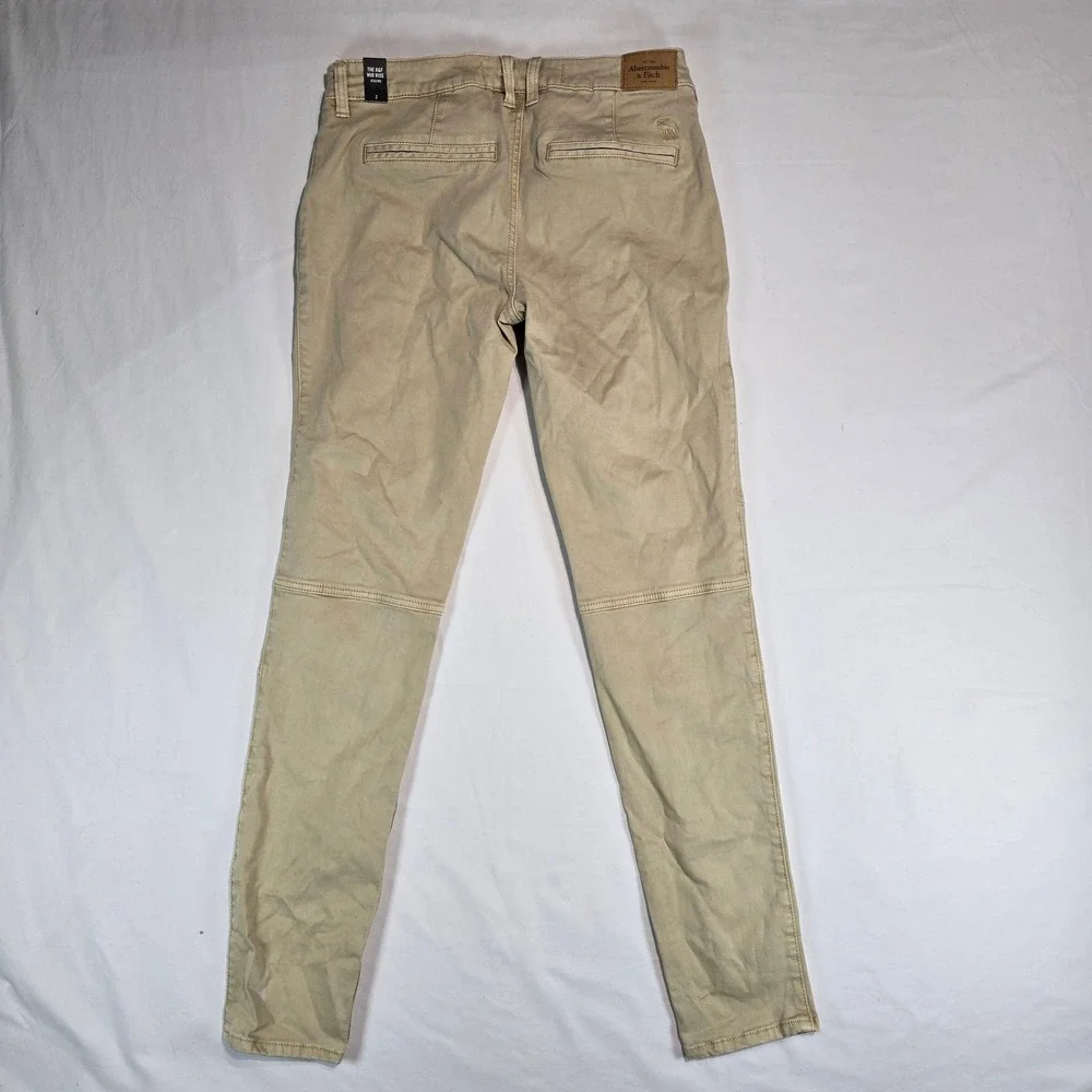 Abercrombie & Fitch Mid Rise Jegging Khaki Tan Studded Moto Pants Size 2 W26 - Picture 2 of 16